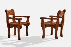 Argentine Designer, Armchairs, Wood, Argentina, 1970s