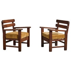 Argentine Designer, Armchairs, Wood, Mohair, Argentina, 1960s