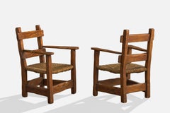 Argentinischer Designer, Sessel, Holz, Rush, Argentinien, 1950er Jahre