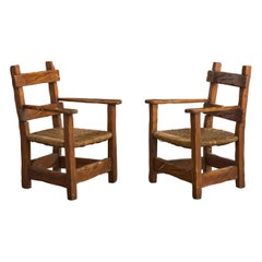 Argentinischer Designer, Sessel, Holz, Rush, Argentinien, 1950er Jahre