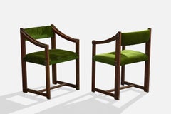 Argentinischer Designer, Sessel, Holz, Samt, Argentinien, 1950er Jahre