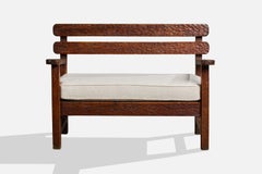 Argentine Designer, Bench, Wood, Fabric, Argentina, 1960s