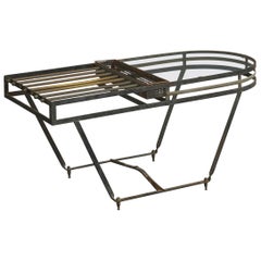Argentine Designer, Coffee Table, Iron, Glass, Brass, Argentina, 1950s