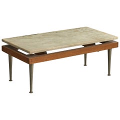 Argentine Designer, Coffee Table, Marble, Wood, Metal, Argentina, 1950s