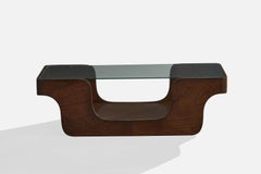 Argentine Designer, Coffee Table, Oak, Glass, Argentina, 1960s
