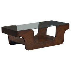 Argentine Designer, Coffee Table, Oak, Glass, Argentina, 1960s