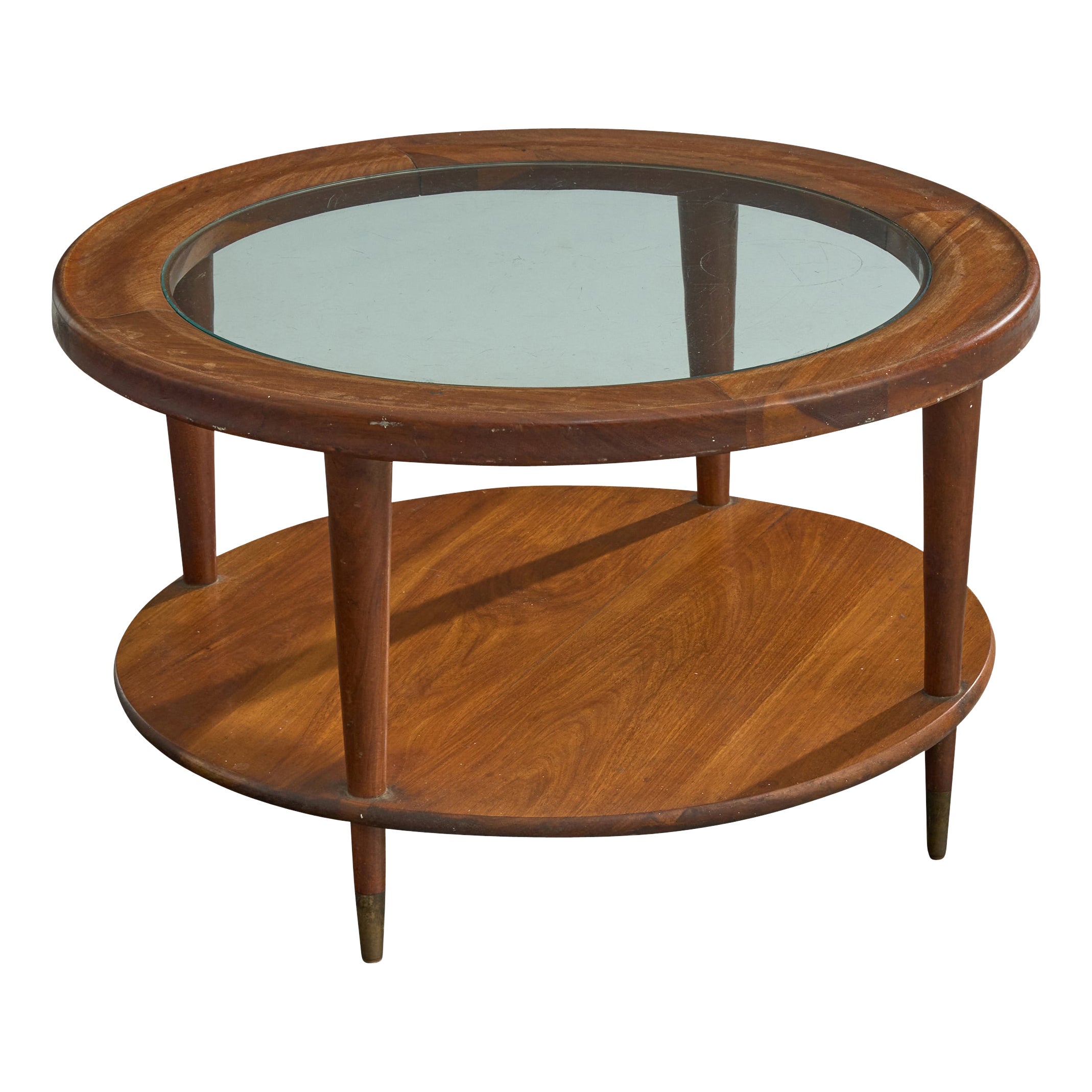 Argentine Designer, Coffee Table, Walnut, Glass, Argentina, 1950s