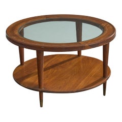 Argentine Designer, Coffee Table, Walnut, Glass, Argentina, 1950s