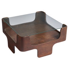 Argentine Designer, Coffee Table, Wood, Glass, Argentina, 1960s