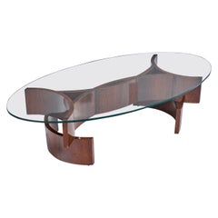 Argentine Designer, Coffee Table, Wood, Glass, Argentina, 1960s