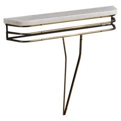 Diseñador argentino, mesa consola, latón, mármol, Argentina, década de los 70