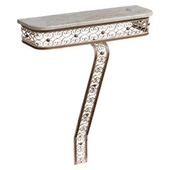 Diseñador argentino, mesa consola, latón, metal, mármol, Argentina, década de 1960