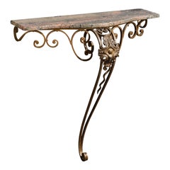 Designer argentin, table d'appoint, fer, marbre, Argentine, années 1950