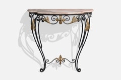 Argentine Designer, Console Table, Iron, Marble, Argentina, 1960s