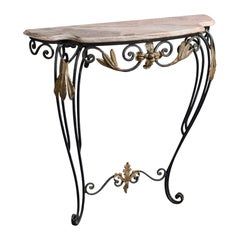 Argentine Designer, Console Table, Iron, Marble, Argentina, 1960s