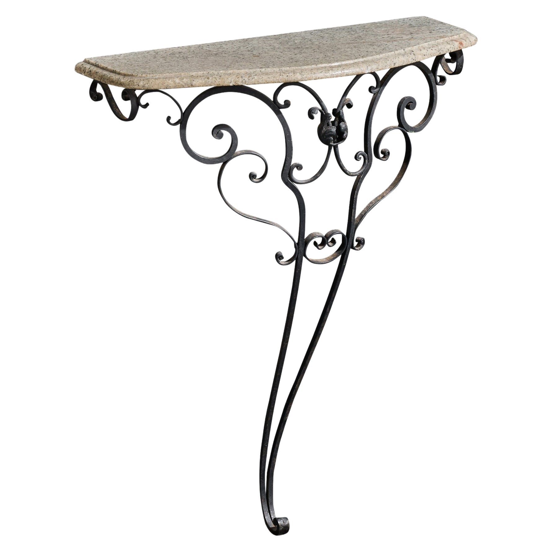 Argentine Designer, Console Table, Iron, Marble, Argentina, 1970s For Sale