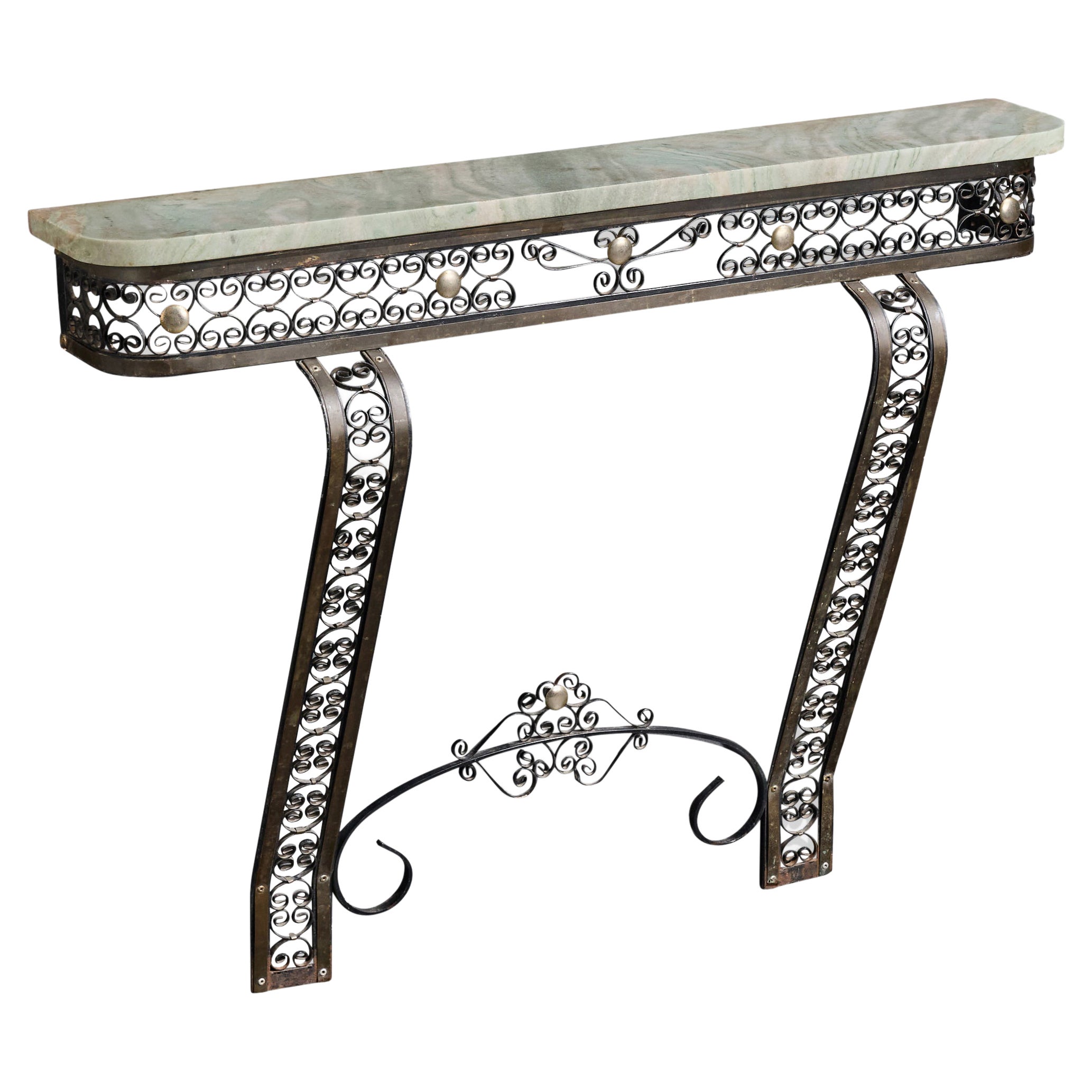 Designer argentin, table basse, fer, marbre, Argentine, années 1970 en vente