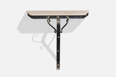 Diseñador argentino, mesa consola, metal, latón, mármol, Argentina, década de 1960