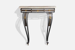 Designer argentin, table basse, métal, laiton, marbre, Argentine, années 1960