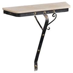 Diseñador argentino, mesa consola, metal, latón, mármol, Argentina, década de 1960
