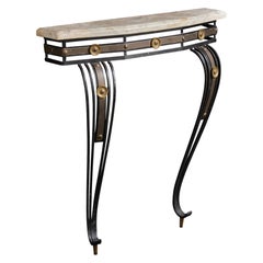 Argentine Designer, Console Table, Metal, Brass, Marble, Argentina, 1960s