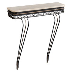 Designer argentin, table basse, métal, laiton, marbre, Argentine, années 1960