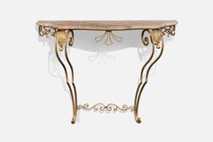 Argentine Designer, Console Table, Metal, Marble, Argentina, 1970s