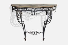 Argentine Designer, Console Table, Wrought Iron, Marble, Argentina, 1950s