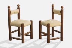 Argentine Designer, Dining Room Chairs, Oak, Fabric, Argentina, 1980s
