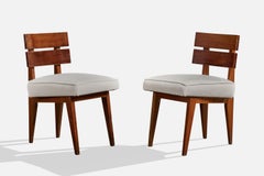 Argentinischer Designer, Esszimmerstühle, Holz, Stoff, Argentinien, 1960er Jahre