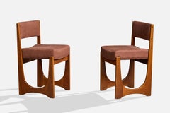Argentinischer Designer, Esszimmerstühle, Holz, Stoff, Argentinien, 1960er Jahre