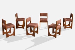 Argentinischer Designer, Esszimmerstühle, Holz, Stoff, Argentinien, 1960er Jahre