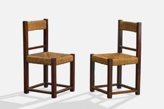 Argentine Designer, Dining Room Chairs, Wood, Rush, Argentina, 1950s