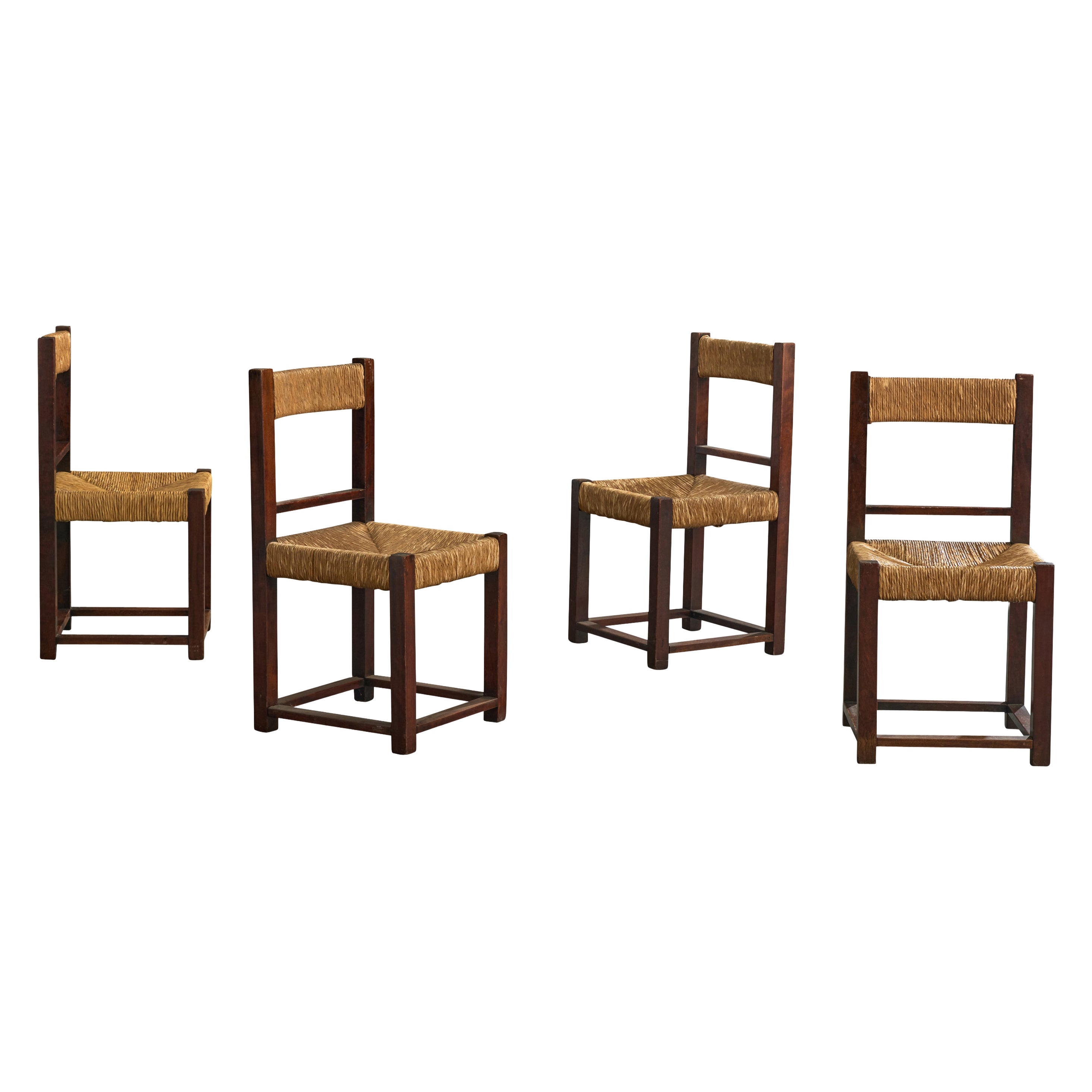 Designer argentino, Sedie da sala da pranzo, Wood, Rush, Argentina, anni '50