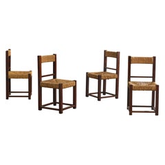 Argentine Designer, Dining Room Chairs, Wood, Rush, Argentina, 1950s