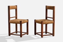 Argentine Designer, Dining Room Chairs, Wood, Rush, Argentina, 1960s