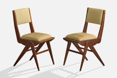 Argentine Designer, Dining Room Chairs, Wood, Vinyl, Argentina, 1960s