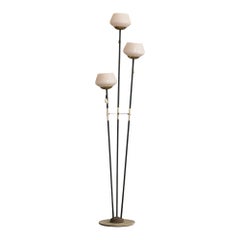 Designer argentino, lampada da terra, ottone, metallo, vetro, marmo, Argentina, anni '50