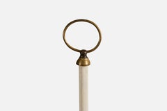 Argentine Designer, Floor Lamp, Metal, Brass, Fabric, Argentina, 1950s