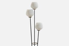 Argentinischer Designer, Stehlampe, Metall, Marmor, Glas, Argentinien, 1950er Jahre