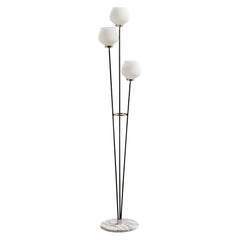 Argentinischer Designer, Stehlampe, Metall, Marmor, Glas, Argentinien, 1950er Jahre