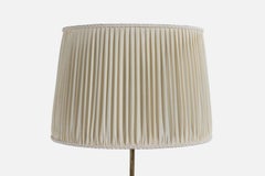 Designer argentino, lampada da terra, legno, ottone, tessuto, Argentina, anni '50