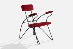 Argentine Designer, Lounge Chair, Iron, Velvet, Argentina, 1950s
