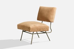 Argentine Designer, Lounge Chair, Metal, Velvet, Argentina, 1950s