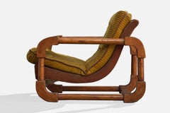 Argentine Designer, Lounge Chair, Oak, Fabric, Argentina, 1970s
