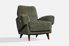 Argentine Designer, Lounge Chair, Wood, Fabric, Argentina, 1950s