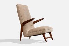 Argentine Designer, Lounge Chair, Wood, Fabric, Argentina, 1950s