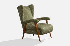 Argentine Designer, Lounge Chair, Wood, Fabric, Argentina, 1950s
