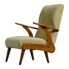 Designer argentin, chaise longue, Wood, tissu, Argentine, années 1950