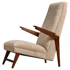 Argentine Designer, Lounge Chair, Wood, Fabric, Argentina, 1950s